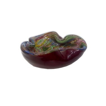 Dino Martens Tutti Frutti Multicolored Modern Murano Glass Candy Dish Red Base 