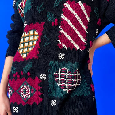 1990s Chunky Knit Grid Sweater, sz. M/L