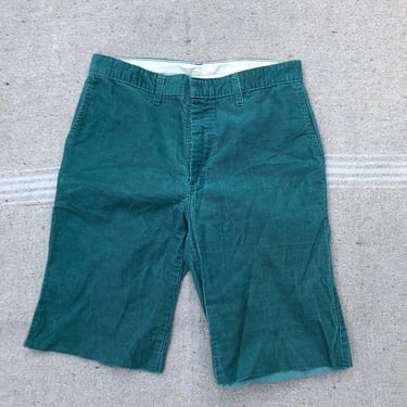 1970s Green Corduroy Cut Off Shorts 31 