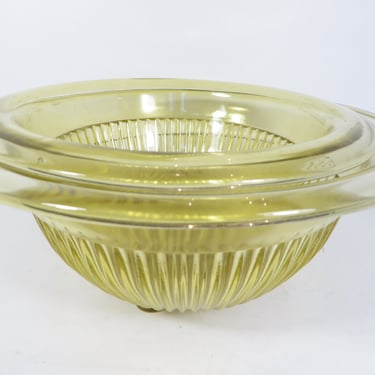 Mid Century Hazel Atlas Gold Glass Mixing Serving Bowls - Gold Amber Glass Hazel Atlas Bowls 