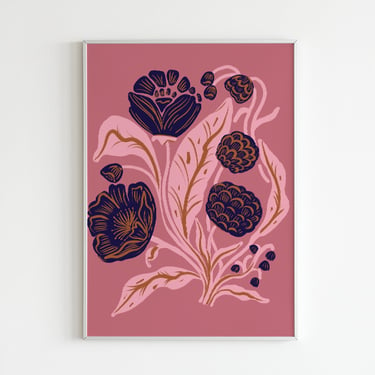 Mauve Folk Flower 8" x 10" Art Print