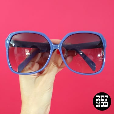 Statement Vintage 70s 80s Periwinkle Blue Oversized Sunglasses 