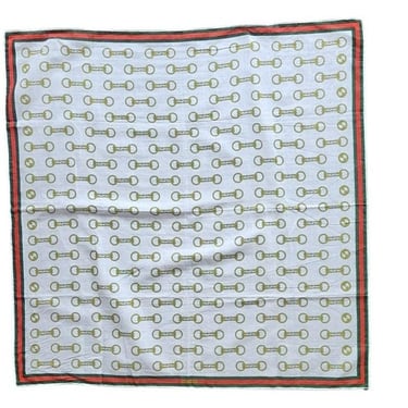 Vintage 70s Gucci Scarf Cotton Print Horsebit Pattern 