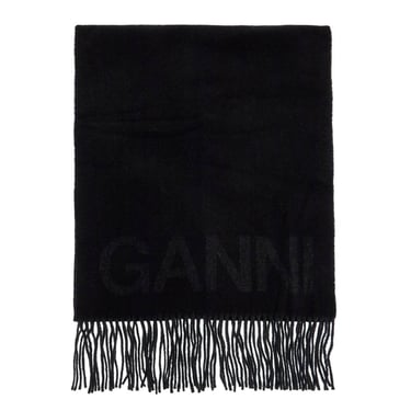 Ganni Logo Lettering Scarf Women