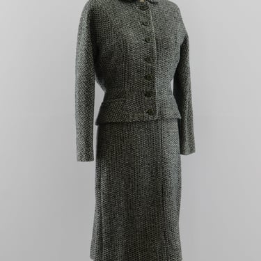 Vintage 1950s Green Tweed Suit