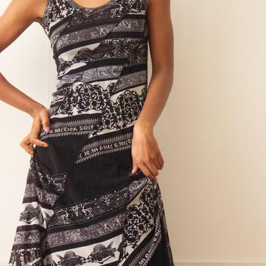 1990s Jean Paul Gaultier Fish Print Mesh Handkerchief Dress 