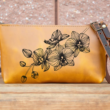 Small Leather Zipper Bag | Handmade Leather Purse |  Handmade Handbag | Crossbody Satchel | Made in USA | Laser Image | Custom | Series 4 