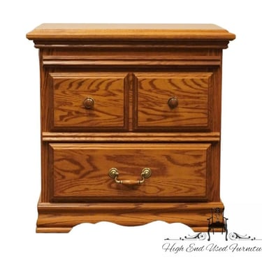AMERICAN HEIRLOOM Solid Oak Rustic Country French 27" Two Drawer Nightstand 
