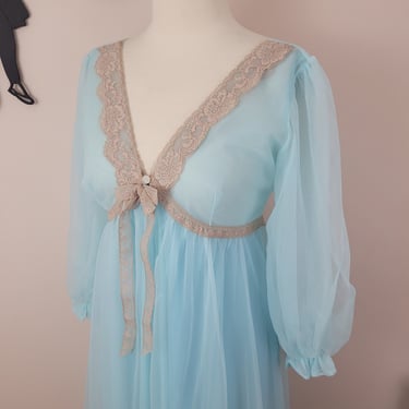 60s Sheer Chiffon Peignoir & Nightgown Set, Lucky Vintage