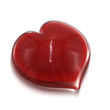 vintage glass heart paperweight 