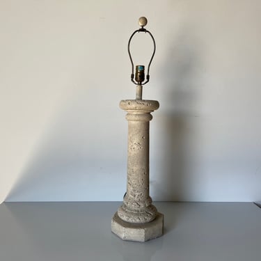 80's Postmodern Faux-Coralstone Plaster Table Lamp 