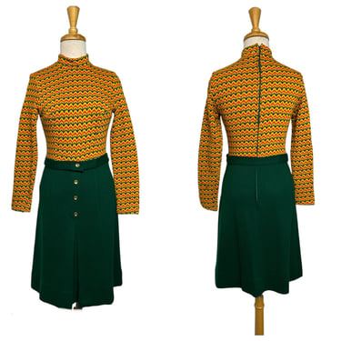 1960s Lanz Original Zigzag Pattern Knit Dress 