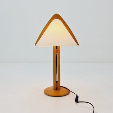 Vintage Danish ash wood large table lamp, 1980s 