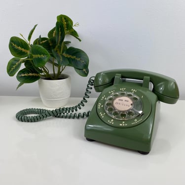 Vintage Olive Green Rotary Desk Phone Bell System Western Electric Phone, Old Fashion Phone, Model 500 Retro Telephone, TV Prop, 70s 80s 90s 