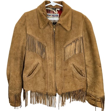 Vintage 50's Californian Brand Brown Fringe Leather Childrens Jacket
