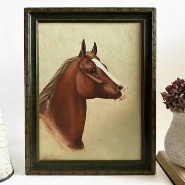 1950s "Study of a Sorrel Horse" Vintage Horse Painting Oil on Canvas Board by Jean Ewald 