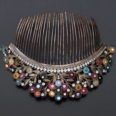 Georgian Regency Jewel Enamel Black Dot Paste Gilt Tiara, Wedding Headdress, Gift for Her 