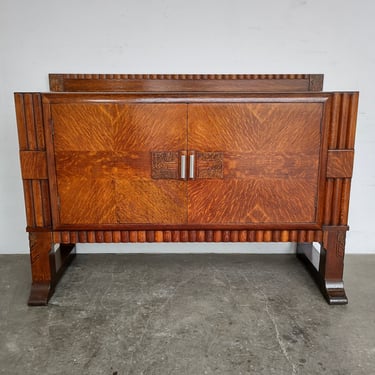 Art Deco Tiger Oak Wood Cabinet Antique 1930s 