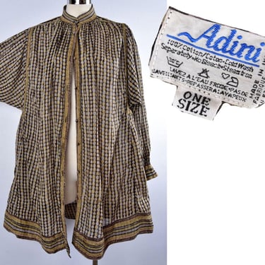 70's ADINI Gauze Midi Dress -RARE- India, One Size, A Line, Tunic Blouse, Hippie 1970's, 1980's Vintage Boho Rich Hippie style 