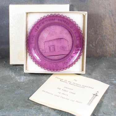 Rare First Issue Jackson Homestead Lead Crystal Cup Plate | Vintage Pairpoint Glass Cup Plate in Original Box | Purple Glass | Bixley Shop 