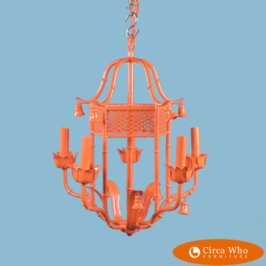 Orange Faux Bamboo with Bells Chandelier