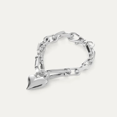 Jenny Bird - Padlock Heart Pendant Bracelet - Silver