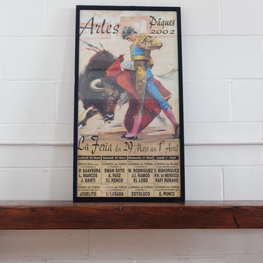 vintage french bullfighting advertising poster, Arles 2002