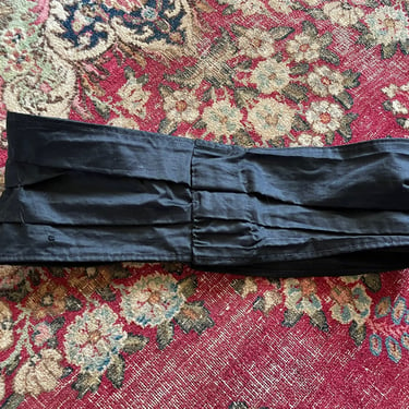 Handmade antique black silk cummerbund | gender neutral Victorian or Edwardian fabric belt 