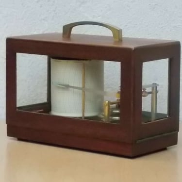 Restored French Maxant Recording Barometer Barograph in Wooden Case 