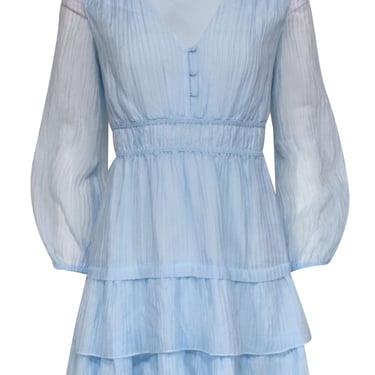 Maje - Light Blue Pleated Long Sleeve Dress Sz 2
