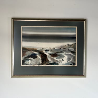 1980's Geoffrey L. Smith Impressionist Ocean Landscape Painting, Framed 