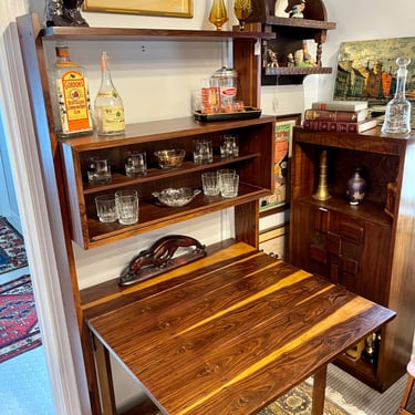 Fully Refinished Scandinavian Modern Rosewood Wall Unit &amp; Gate-leg Table