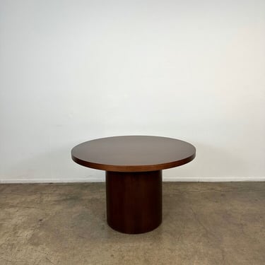 Dark walnut round pedestal dining table 