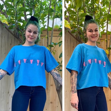 Vintage 1990’s Teal Nike Cropped Tee 