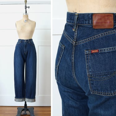 vintage 1950s style selvedge denim jeans • wide cuffed straight leg Something Else edwin sanforized denim 
