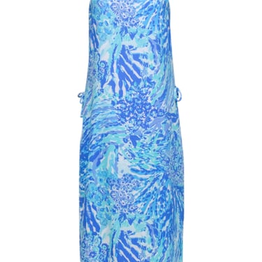 Lilly Pulitzer - Blue, Turquoise, & White Abstract Floral Print Midi Dress Sz 6