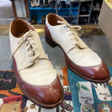 Spectator oxfords Shoes Leather Vintage 1930s 1940s Nettlehorn Dress shoe Men's size 8 AA 