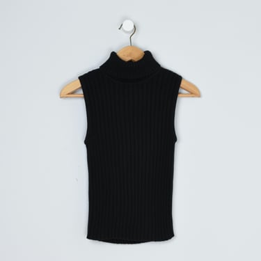 Vintage 90s Bar-Knit Turtleneck Top - "Canyon River Blues" - nineties, sweater, black, ribbed - Women's M 