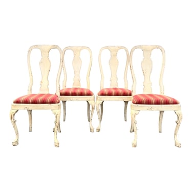 Shabby Chic Queen Anne Dining Chairs - Set of 4 