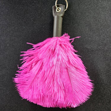 Ostrich Feather Keyring Handbag Charm With Leather Top