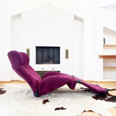 V.COOL Purple Suede Cassina 111 Wink Chaise Lounge by Toshiyuki Kita JAPAN ITALY Italian Design 