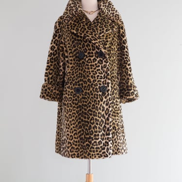 Glamorous 1960's Leopard Print Coat From I Magnin / Medium