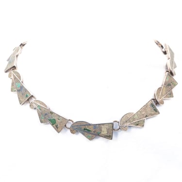 Sterling Silver Turquoise Inlay Necklace Mexico