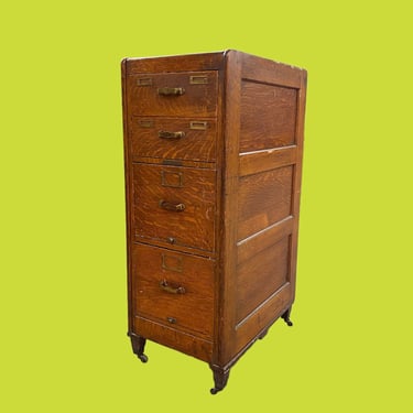 LOCAL PICKUP ONLY ———— Antique Library Bureau Wood Filing Cabinet 