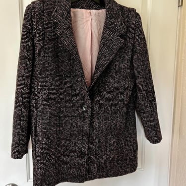 Pink and black 1980s lined wool blazer 