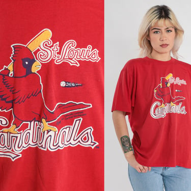 St Louis Cardinals Shirt 80s Baseball T-Shirt Missouri MLB Graphic Tee Sports Tshirt NLC Single Stitch Red Sportswear Vintage 1980s Large 