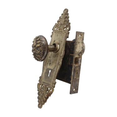 Antique Corbin Pavia Nickel Plated Brass Door Lock Set