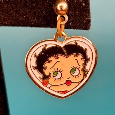 Vintage Heart Shaped Betty Boop Earrings Stud Pierced Ear kFS Centennial Retro 