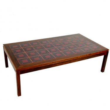 Rosewood and Tile Coffee Table