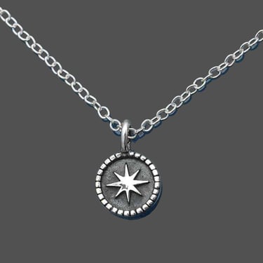 Enjoy The Journey_ Sterling Silver Compass Dainty Necklace 18 Inch by LeChalet